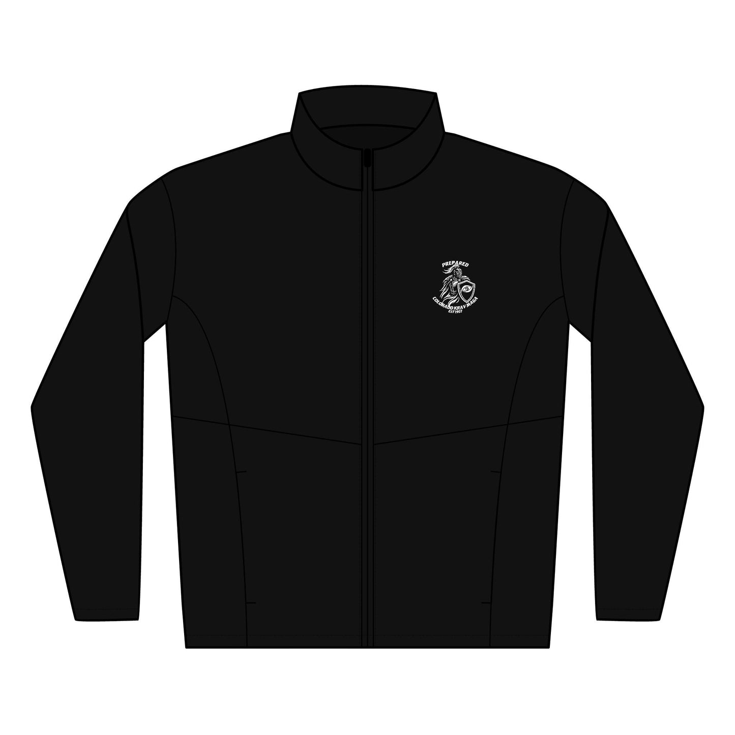 Immortal Krav Maga black soft shell jacket with embroidered logo on chest. Water-resistant and windproof.