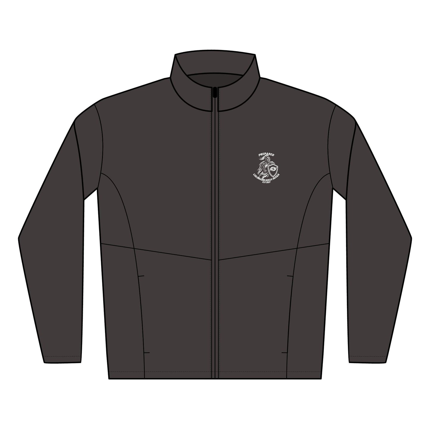 Immortal Krav Maga dark grey woven mini ripstop soft shell jacket with DWR finish and embroidered logo.
